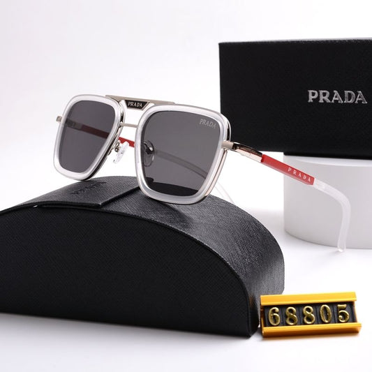 Unisex Double Bridge Metal Square Sunglasses 68805