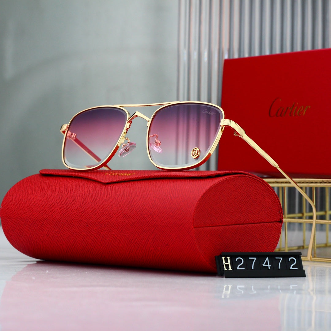 Golden Frame Sunglasses-With Gift Box