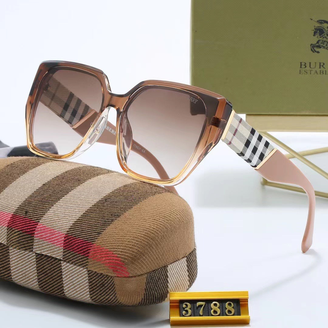 Classic Checkered Frame Sunglasses-With Gift Box