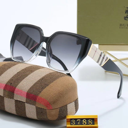 Classic Checkered Frame Sunglasses-With Gift Box